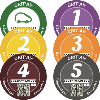 Crit'Air Sticker France - Certificat Qualité de l'air